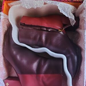 Tory Burch Two-Tone Leather Ankle Boots